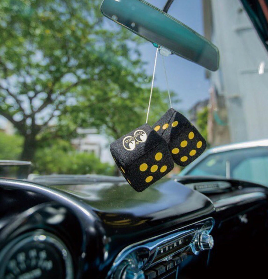 MOON HANGING FUZZY DICE