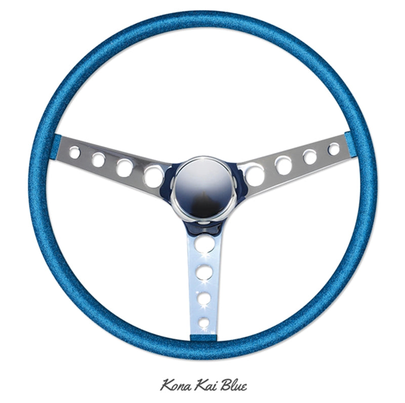 MOONEYES ORIGINAL CALIFORNIA METAL FLAKE STEERING WHEEL, FINGER GRIP