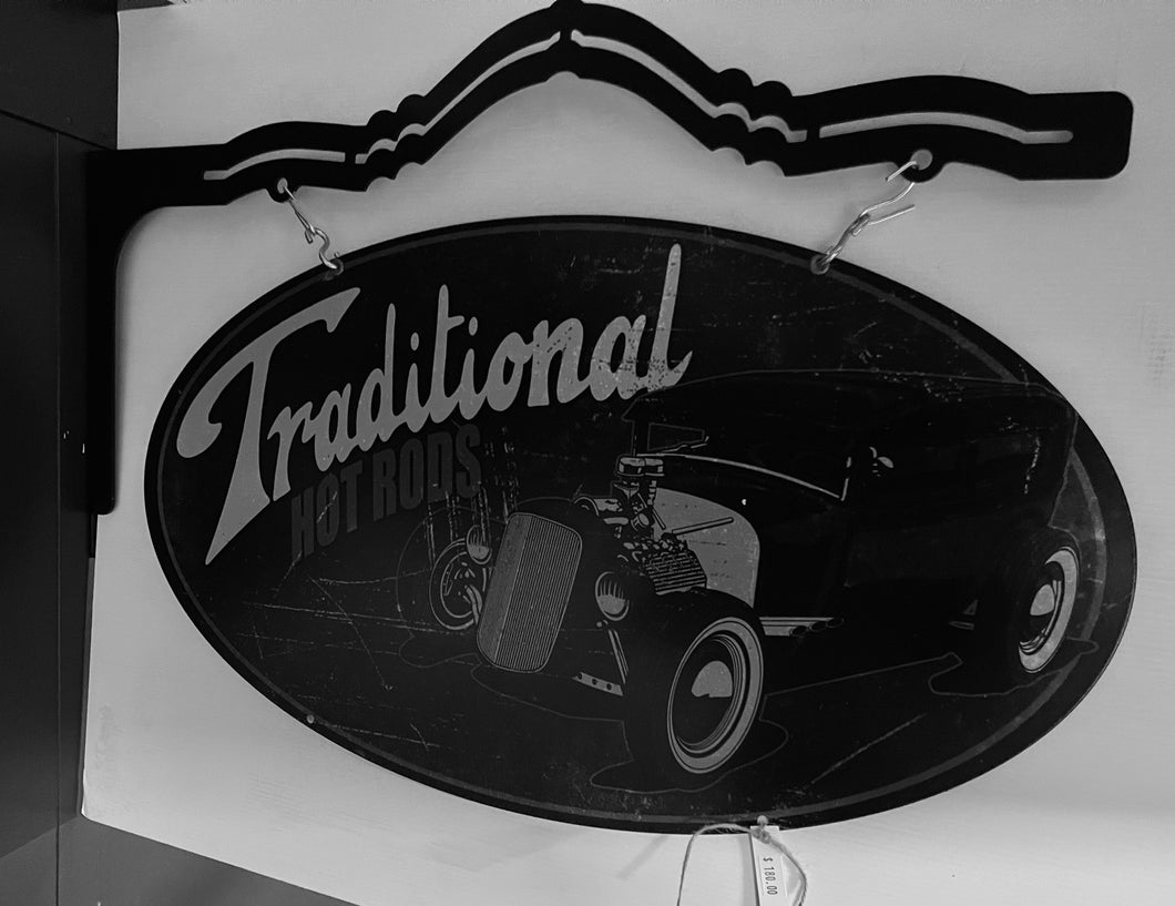 Tin Sign Traditional Hot Rod Oval with Hanger