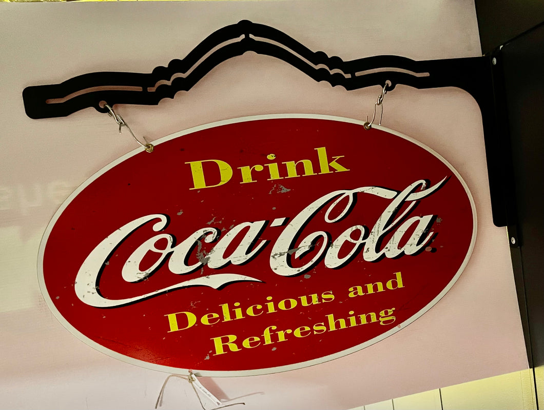 Tin Sign Coca Cola Oval with Hanger