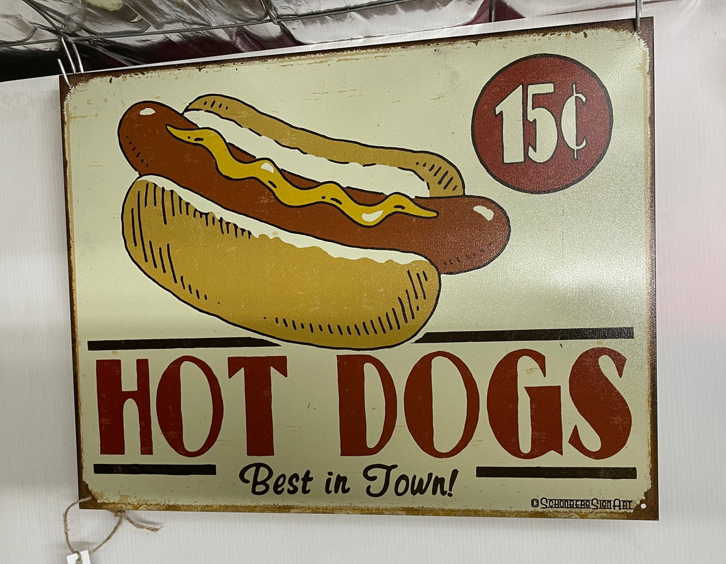 Tin Sign Hot Dogs
