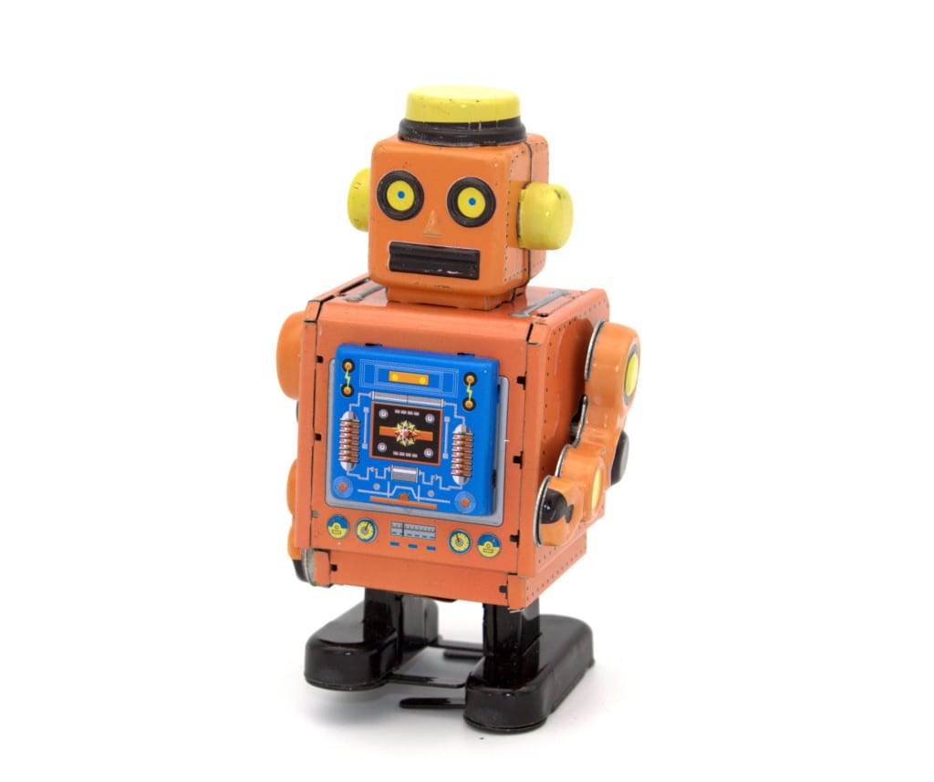 Tin Toy - Mechanical Tin Wind Up Robot Orange